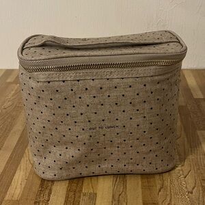 Kate Spade Beige/black Polka Dot Out To Lunch Tote Cosmetic Insulated Bag
